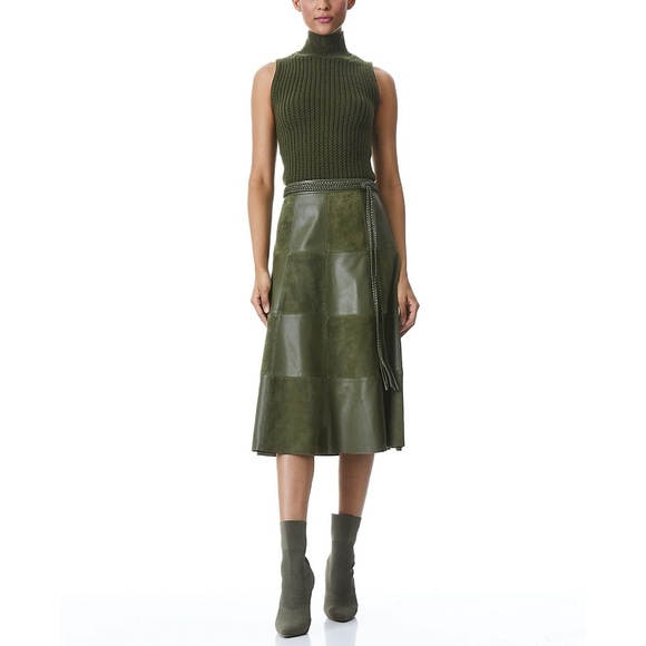 Alice + Olivia Darina Mock Neck Olive Green Sweater Tank Top - Picture 14 of 15